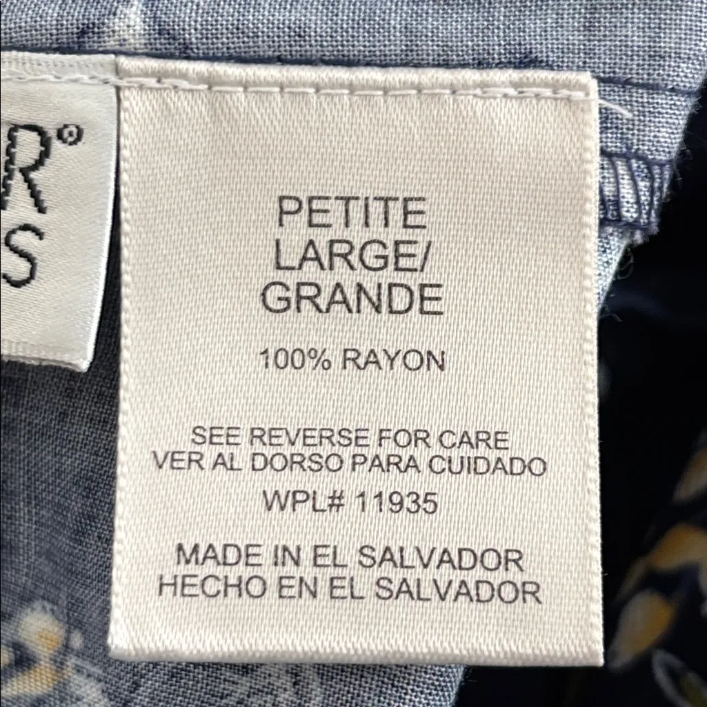 Vintage Liz baker essentials Size L Floral Navy and Yellow Women's Skirt - Image 7