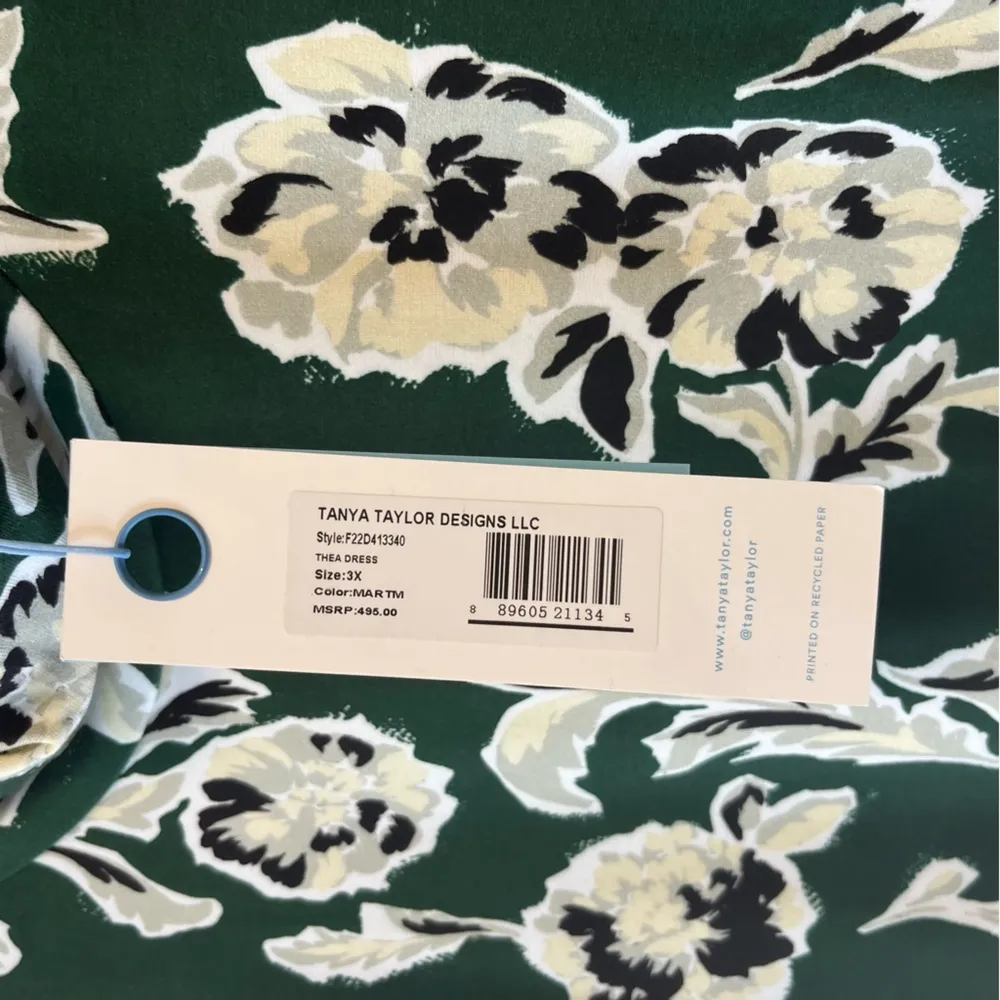 Tanya Taylor Dress Green Cream & Black Floral Thea Dress in Martini Multi 3X NWT - Image 13