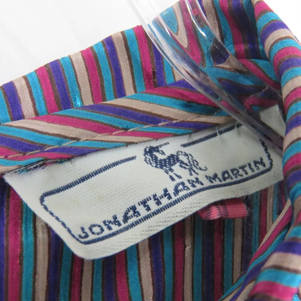 1970s Vintage Jonathan Martin Peter Pan Collar Purple Striped Blouse Small - Image 4