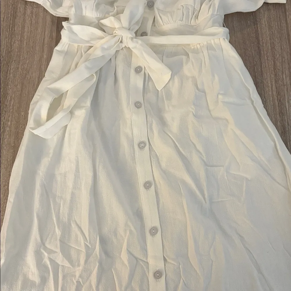NWT Lulu’s Summer Memories White Button Up Midi Dress With Pockets Medium - Image 8