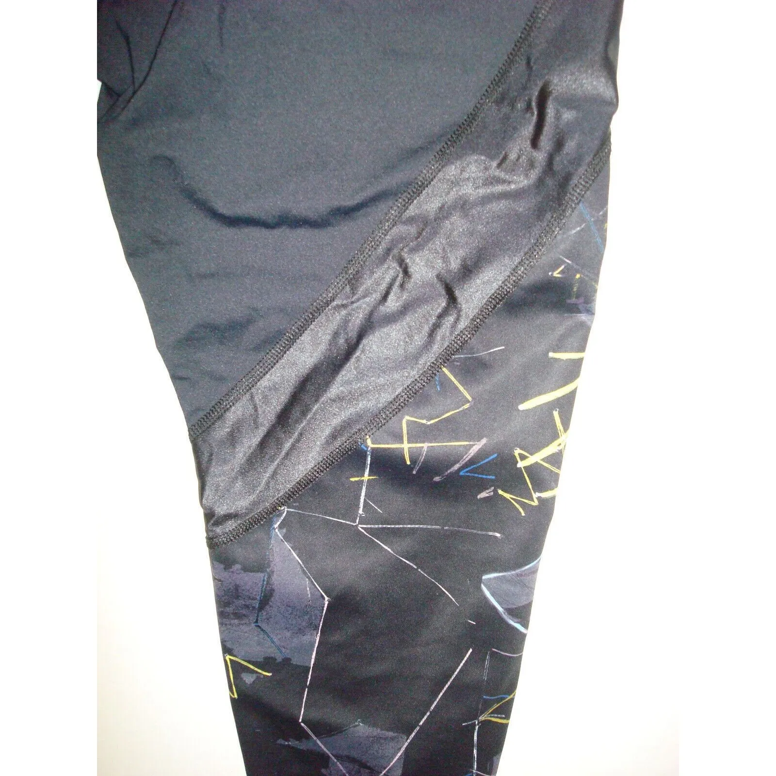 Alala Activewear Leggings Blue Black Yellow EUC L Yoga Walking Pilates Gym logo - Image 5