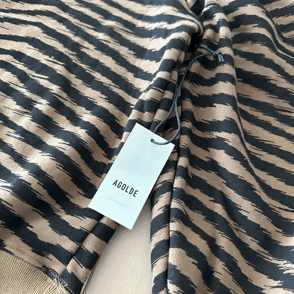 NEW AGOLDE sweatshirt Womens XS Animal Print Folded Sleeve Serpentine Sweater - Image 5