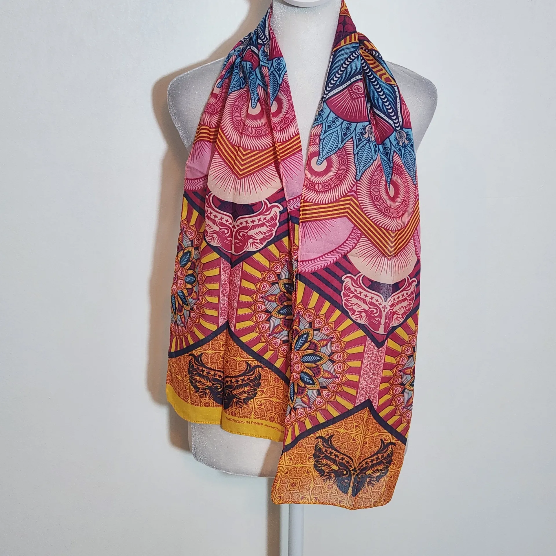 Warriors in Pink Breast Cancer Colorful Print Scarf - Image 2