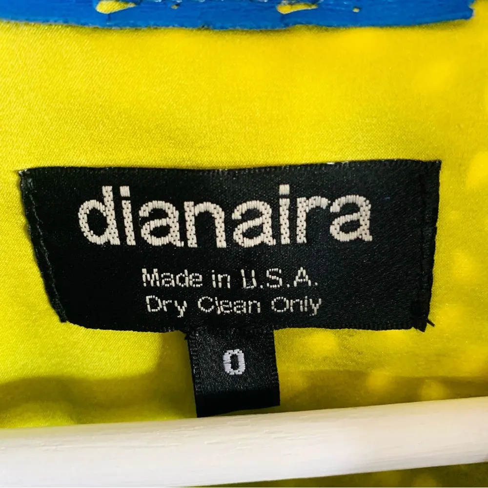 dianaira Royal Blue Perforated Floral Pattern Lambskin Leather Blazer Jacket Size M - Image 6