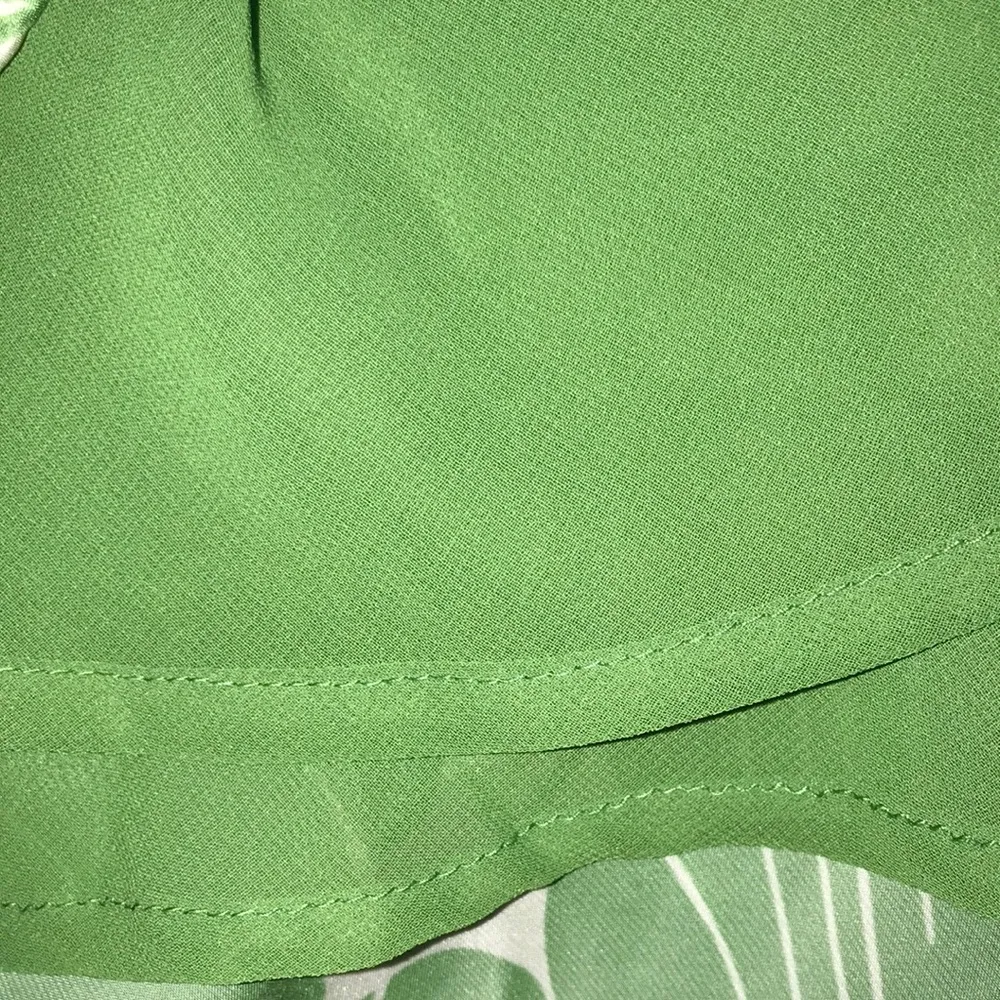 LOFT Women’s Silk Blend Floral Tropical Green Ivory Halter Dress - Image 9