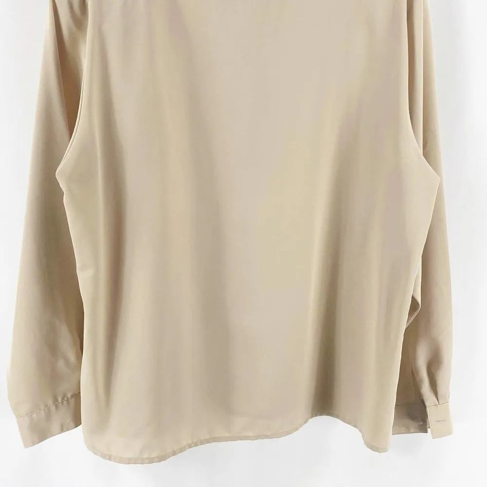 ATTITUDES 90s Y2K Vintage Nude Round Neck Button Down Shirt Size 14 - Image 12