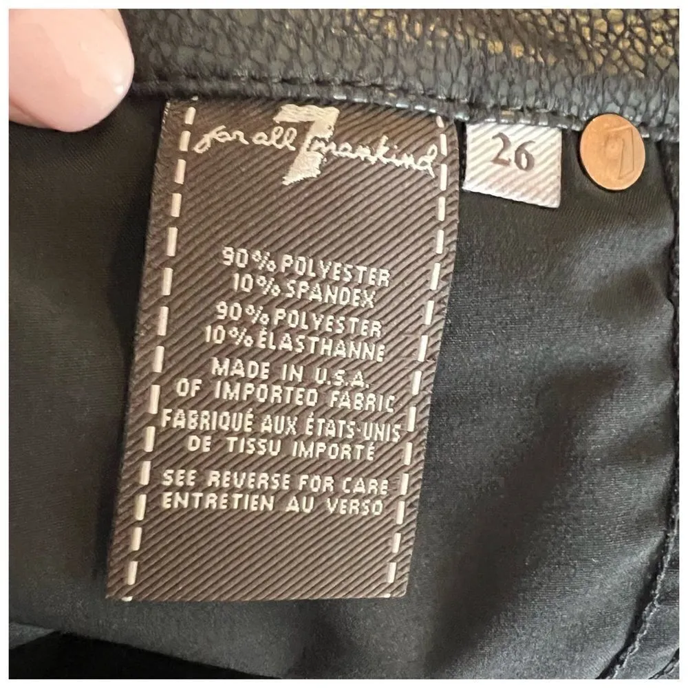 7 For All Mankind Snakeskin Jeggings Black SZ 26 - Image 6