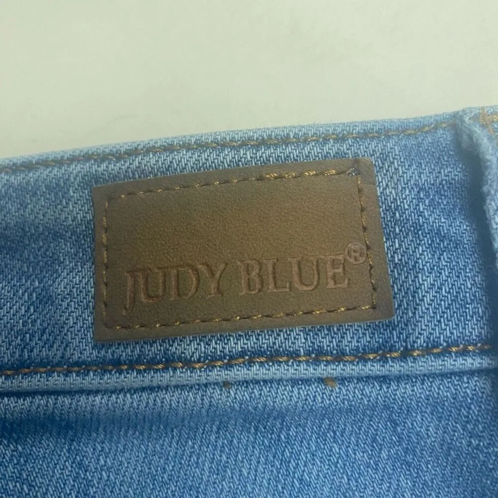 JUDY BLUE Women’s Juniors Blue Control Top Skinny Distressed Size 5/27 Jeans - Image 4