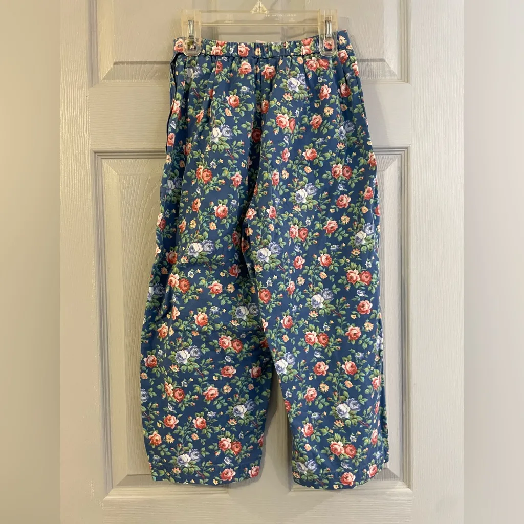 Koret City Blues Petites Cotton Women's 4 Blue Pink Green Floral Capri Pants - Image 3