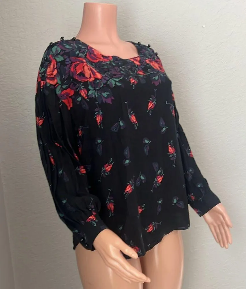 Maeve Anthropologie Linen Blend Gardenia Floral  Blouse Puff Sleeve Sz M #165 - Image 7