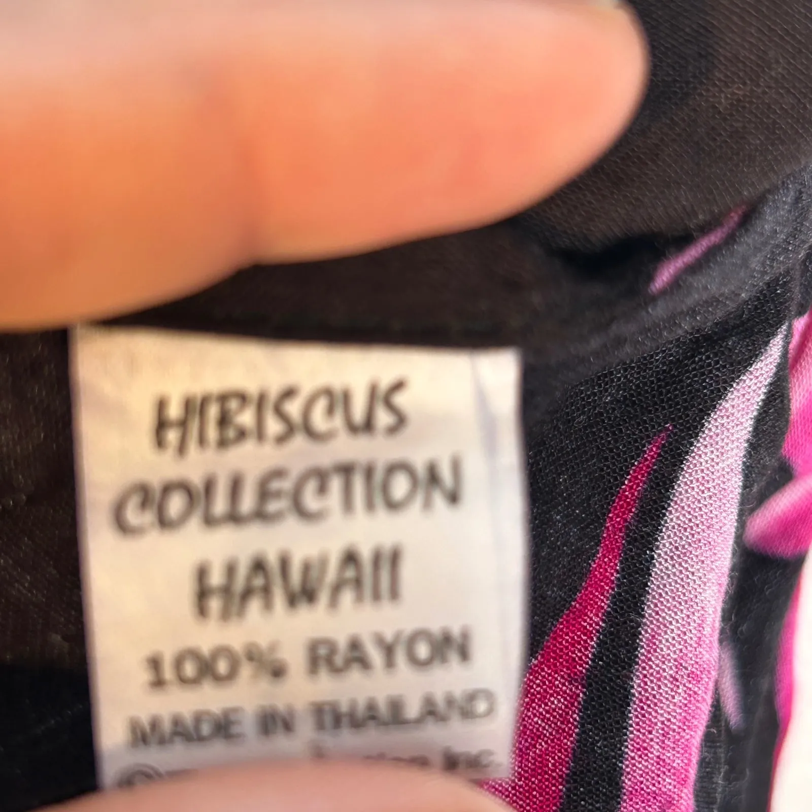 Hibiscus Collection Hawaii Black Pink Floral Rayon Tassel Scarf - Image 2