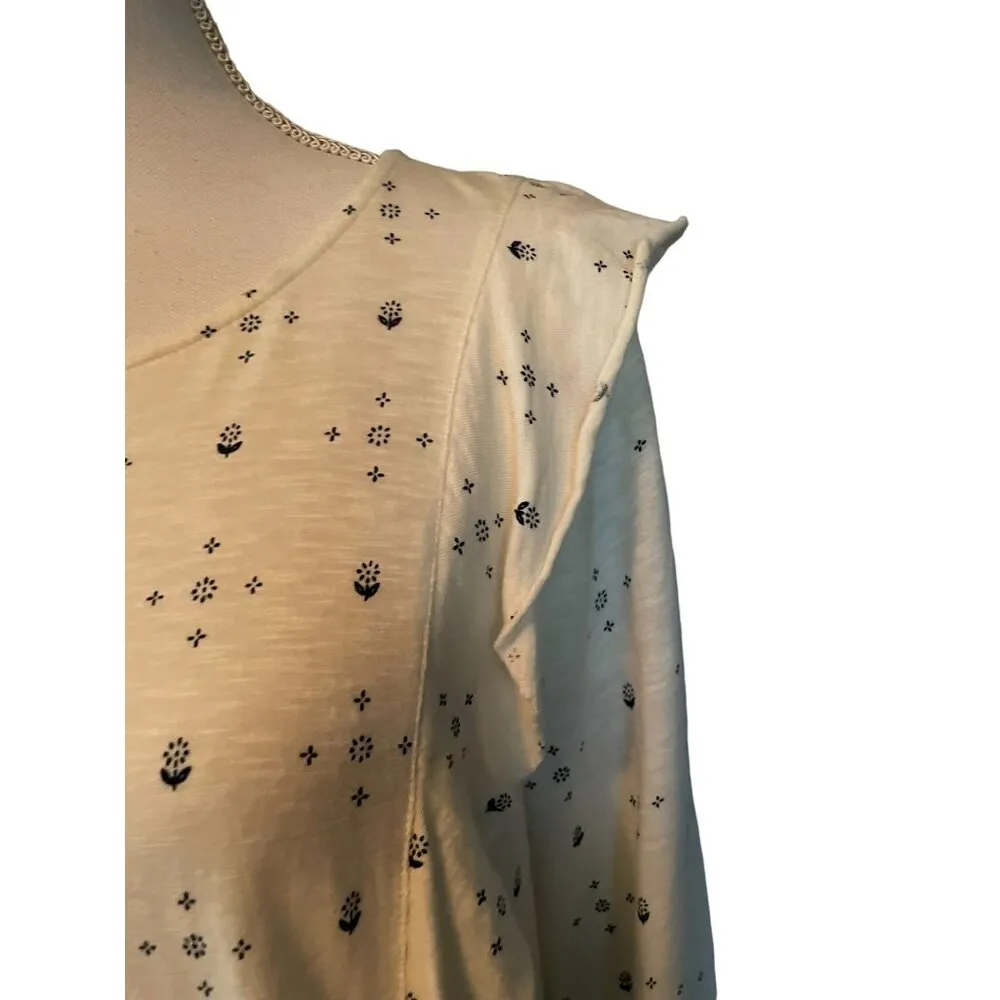 Fat Face Top Womens 10 Used Cream Blue Pullover Ruffle - Image 7