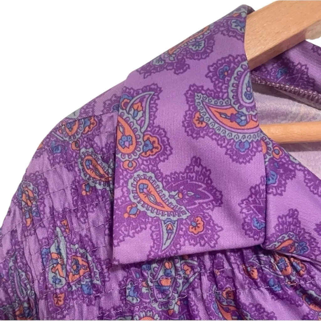 Vintage Purple Paisley Women's Nightshirt Size L - Image 3
