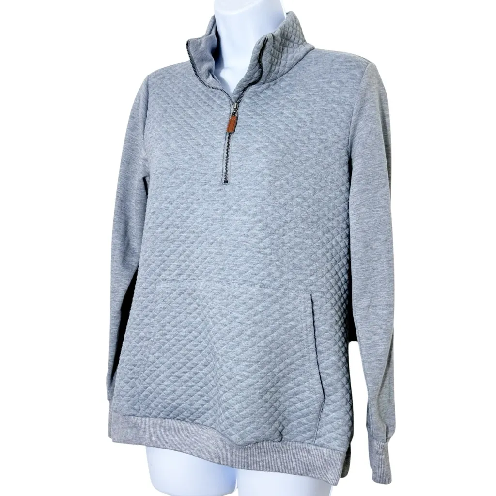 Women’s Quarter Zip Quilted Sweater‎ size S Gray - Image 4