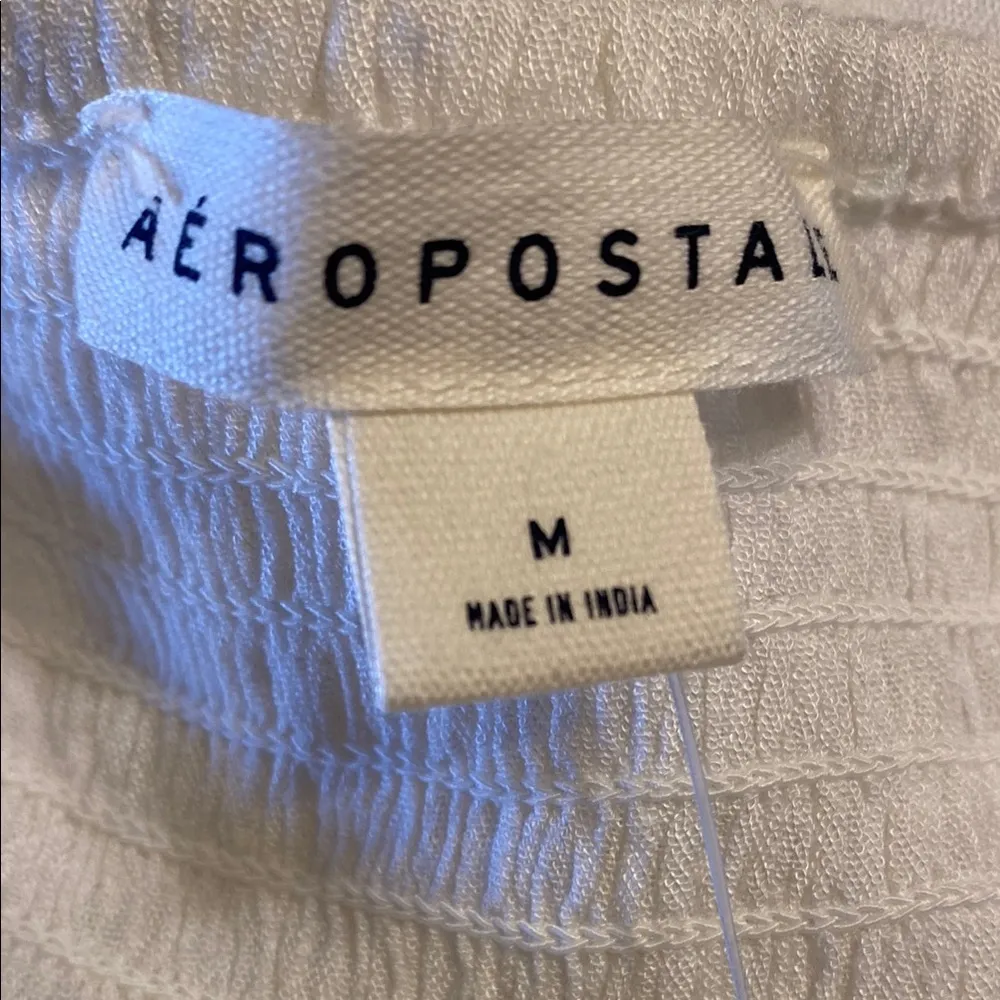 New  White Crochet Ruffled Smocked Mini Sundress Sz M Criss Cross Bk - Image 11