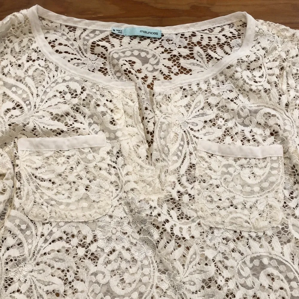 Maurices Lace 3/4 Sleeve Top/Coverup M - Image 2