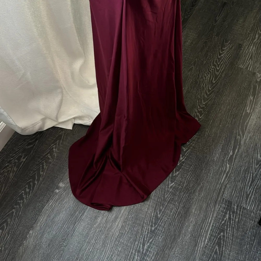 La Femme Off Shoulder Trumpet Gown, Wine color, Size 10, $328 - Image 11