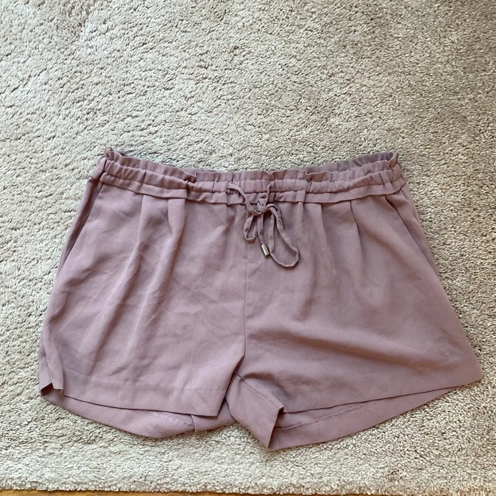 Lulu’s Jest Mauve Paper Bag High Waist Shorts Drawstring Pockets High Rise Large - Image 2