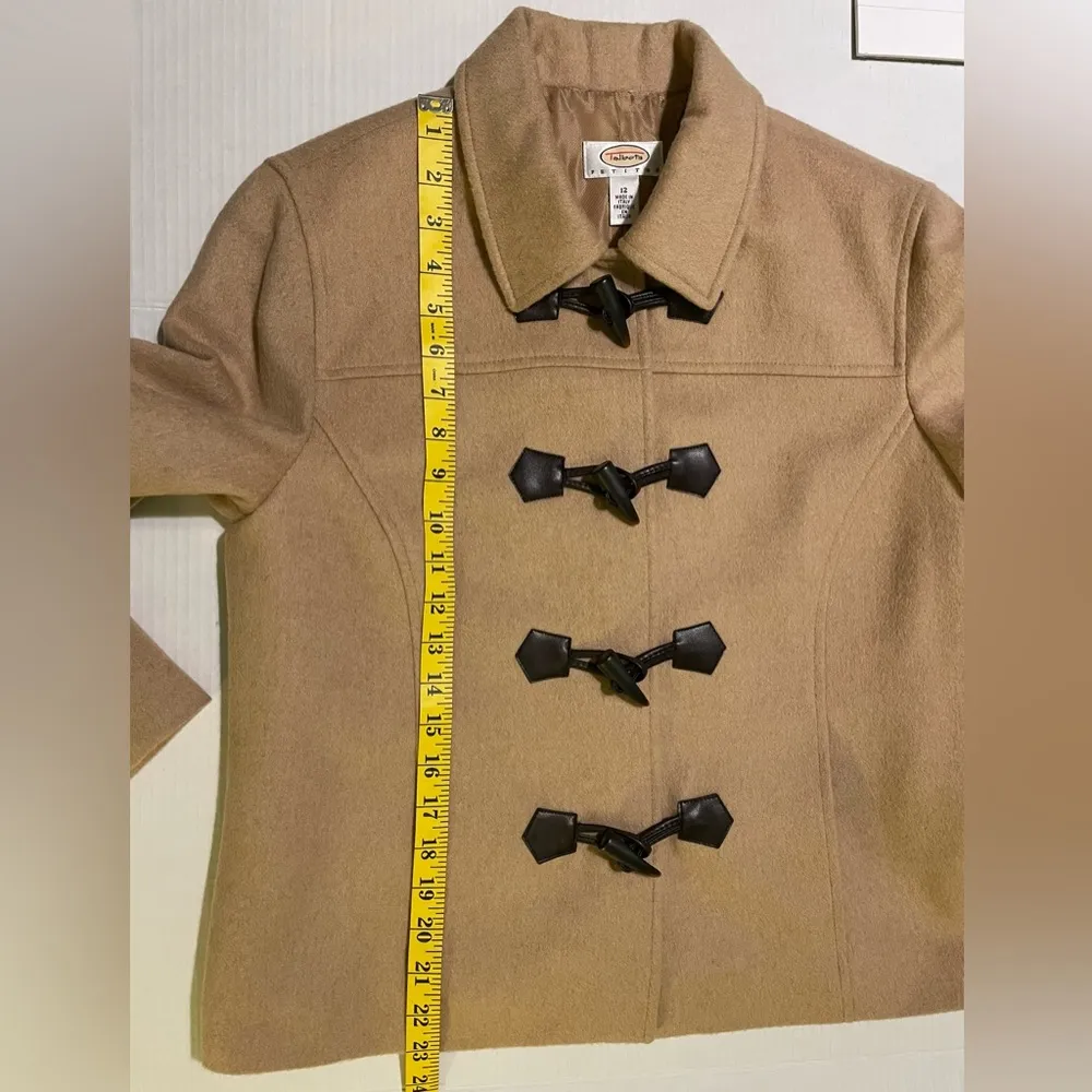 Talbots 100% Pure Camel Hair Lined Jacket Coat Horn Toggle Button Close-Petit 12 - Image 9