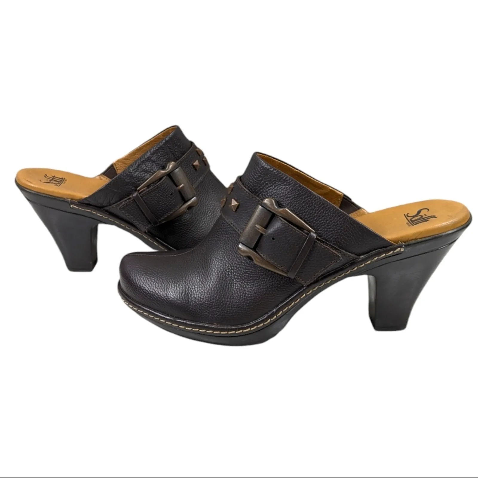 Sofft Retro Chic Clogs GUC Size 10M S3062 Brown - Image 8