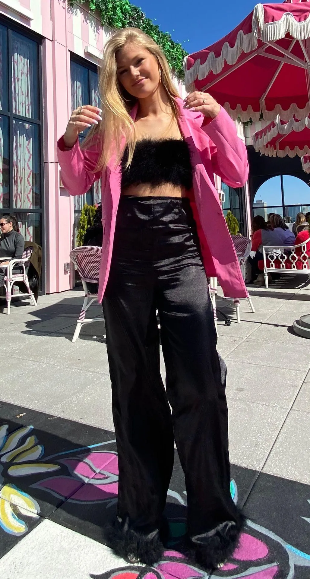 Boohoo Black Silk Feather Pants - Image 2