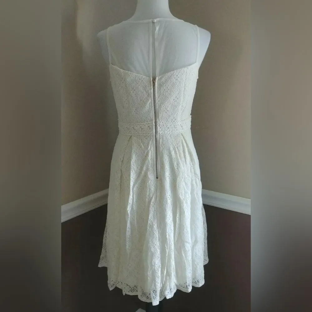 Soiéblu Ivory Lace Illusion Sweetheart Neckline Knee-Length ModCloth Dress Large - Image 4