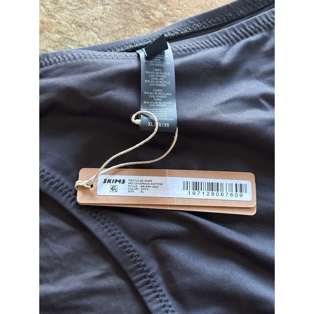 Skims Swim Mid Coverage Bottom Onyx Size XL - Image 9