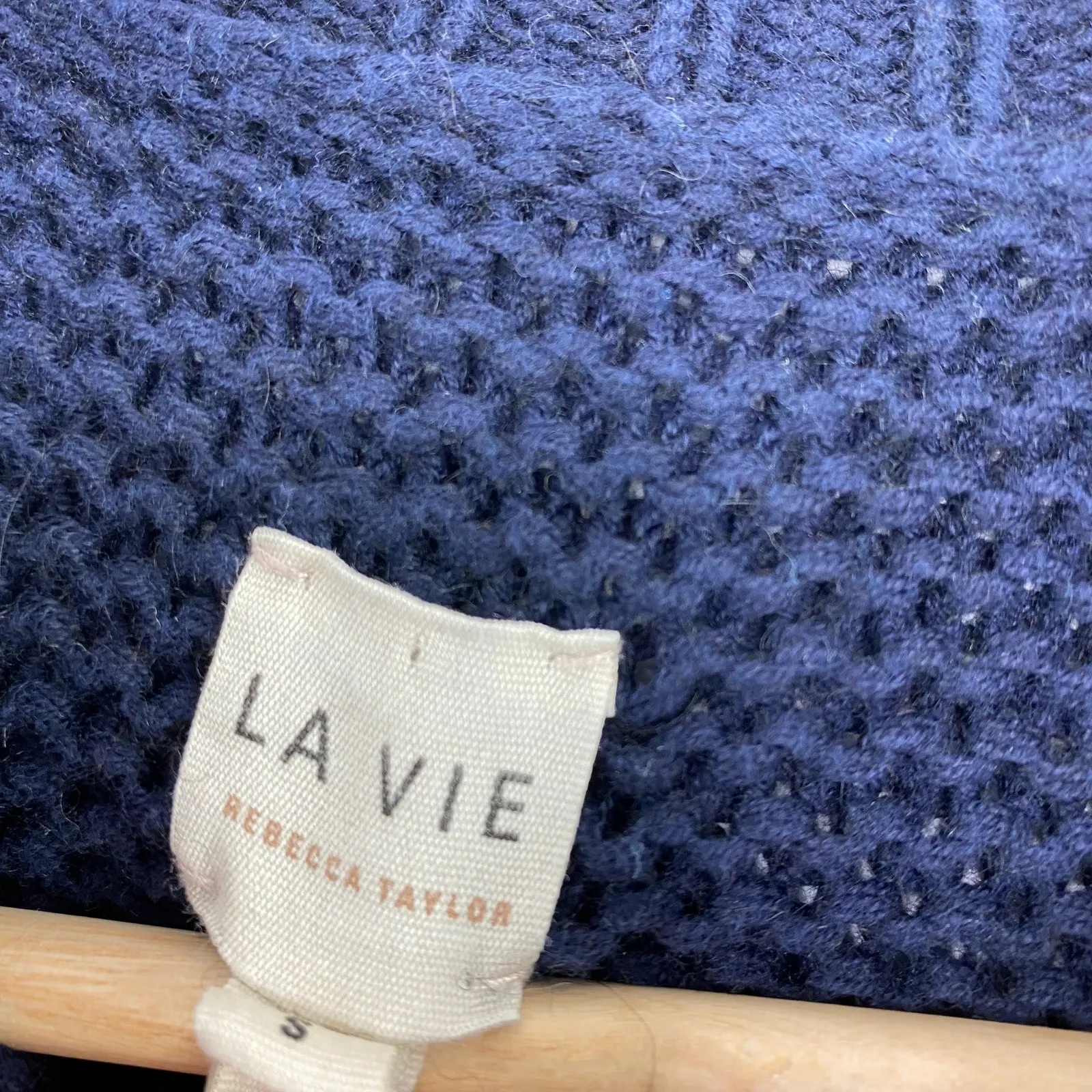 Rebecca Taylor La Vie Navy Blue Wool Blend Peplum Sweater Women's Size Small S - Image 6