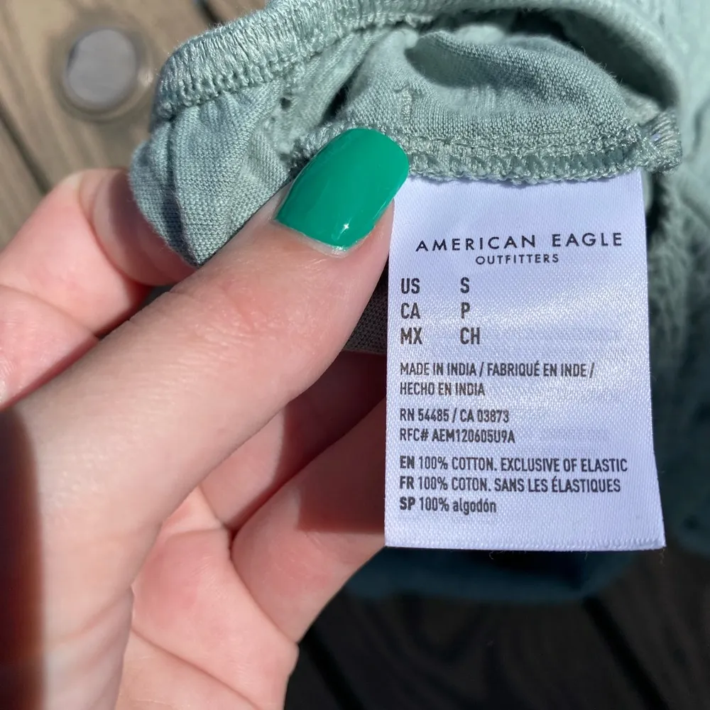 NWT American Eagle Wide Leg Green Blue Jumper small cutout halter boho - Image 10