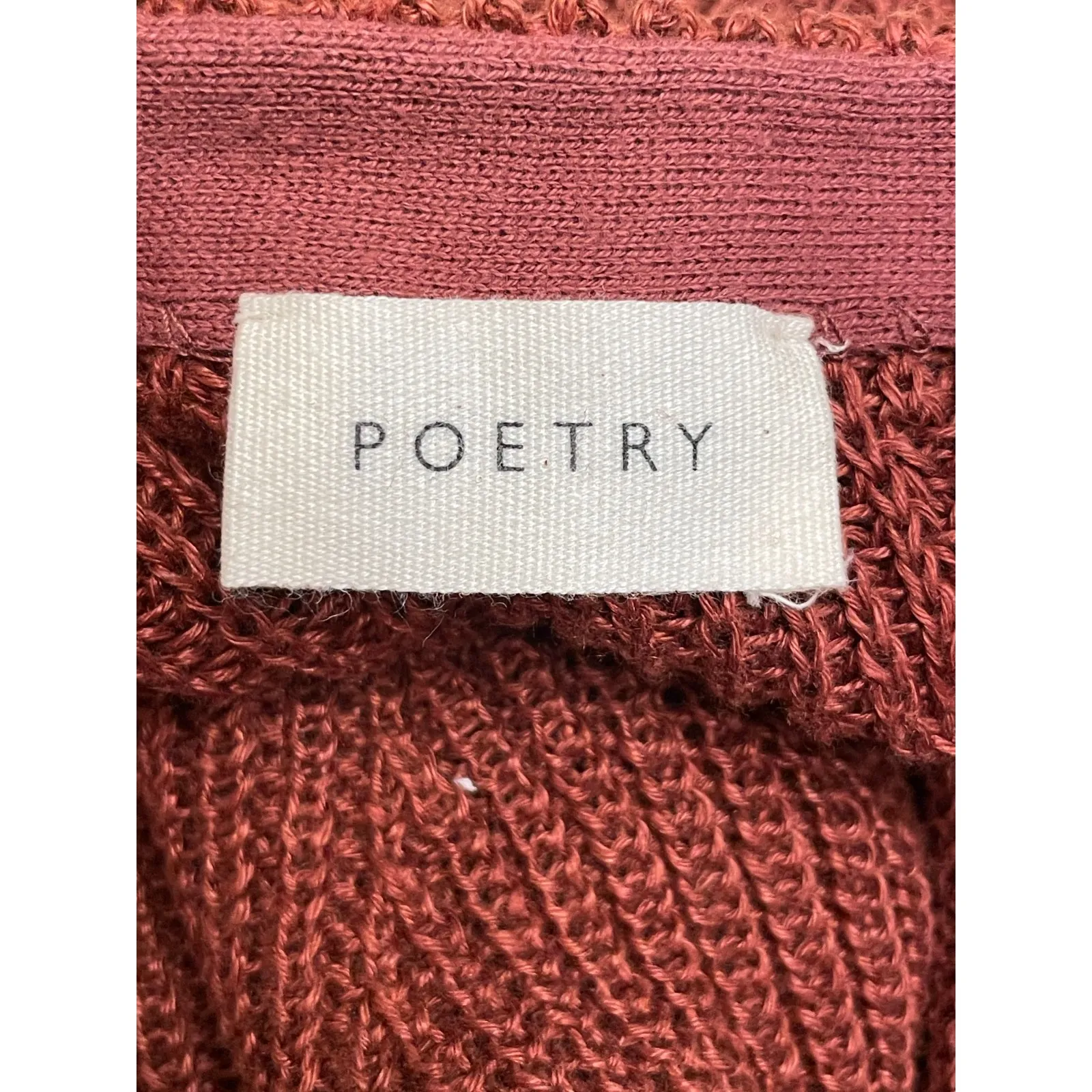 Poetry Half Sleeve Sweater Women 16/18 Brown 100% Linen Open Knit Boho Lagenlook - Image 6