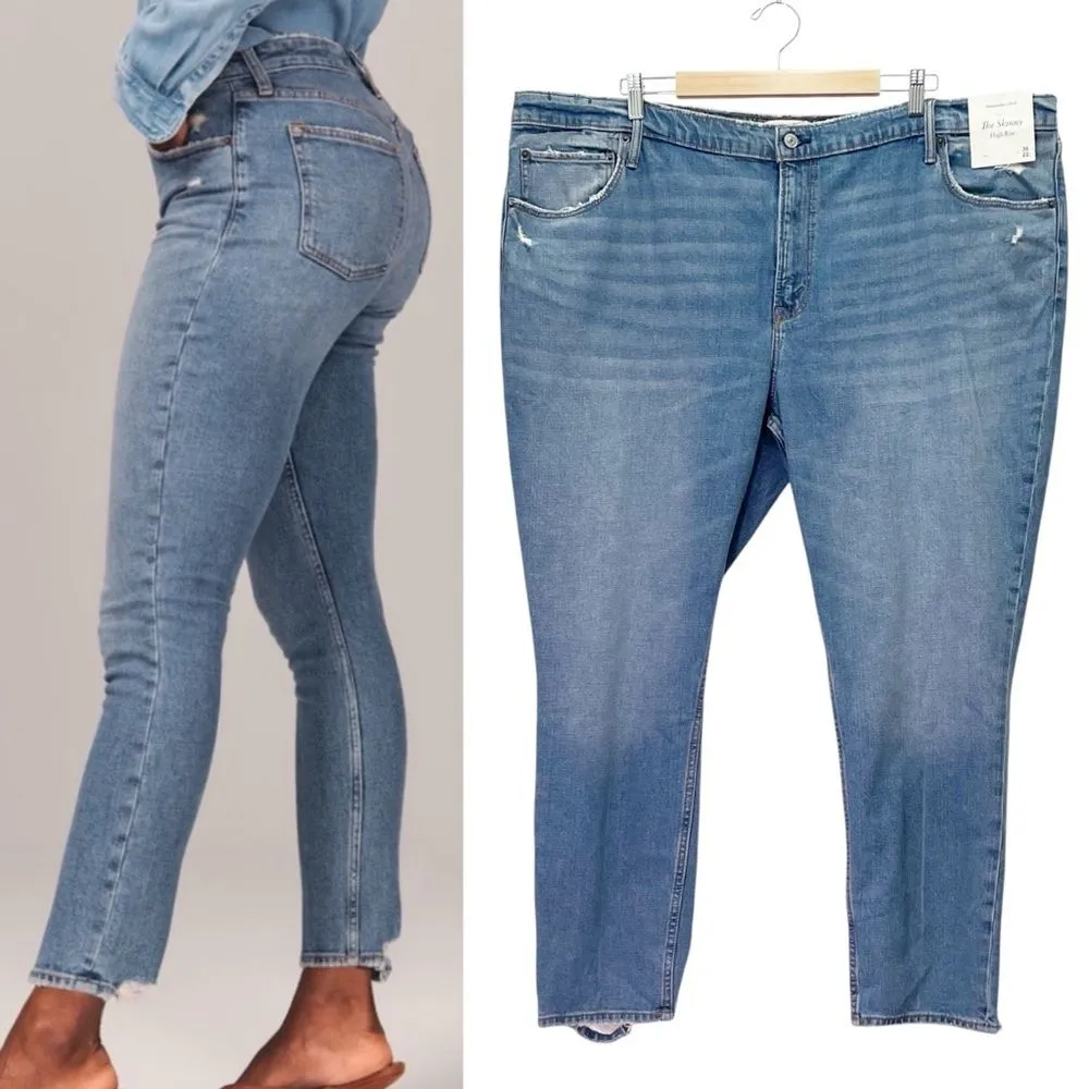 NWT Abercrombie & Fitch Curve Love The Skinny High Rise Jeans Plus Size 22L NEW - Image 15