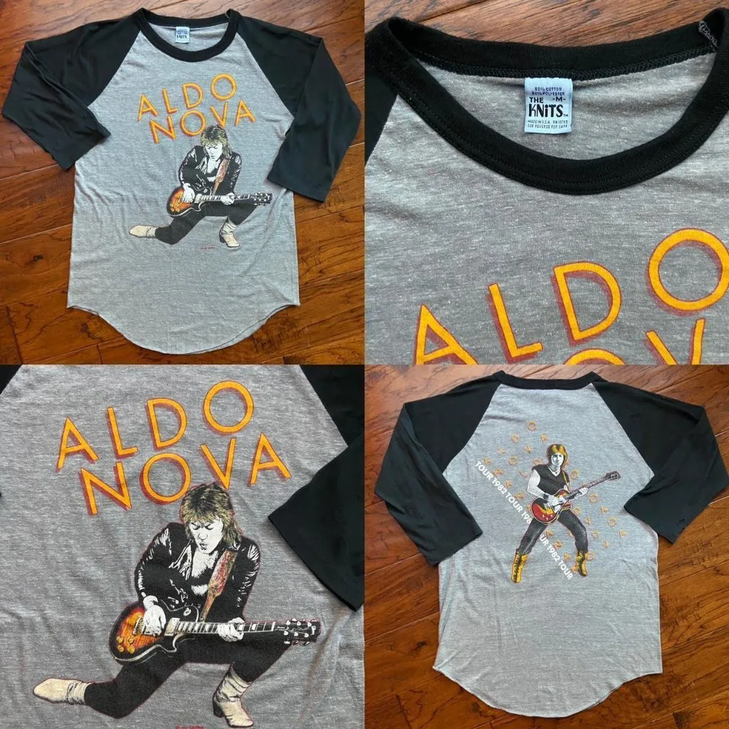 Aldo Nova Rock Glam Metal 3/4 sleeve crewneck T - Image 4