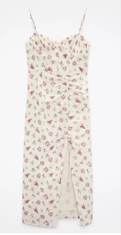 Zara Linen blend floral midi dress size medium  - Image 2