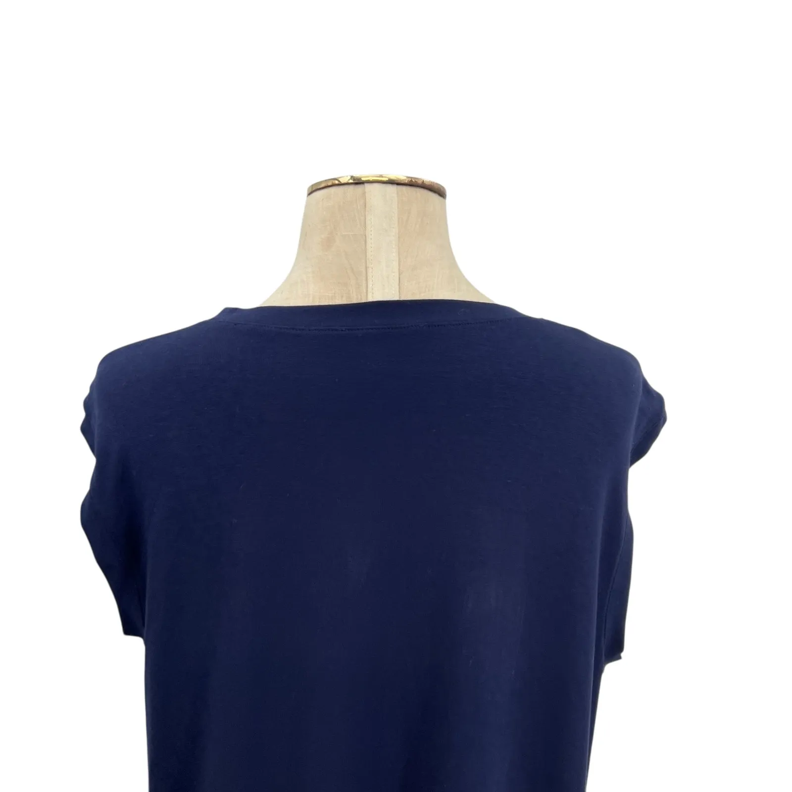 Eileen Fisher Dress Jersey Midi Sheath‎ T-Shirt Short Sleeve Blue Medium Petite - Image 9