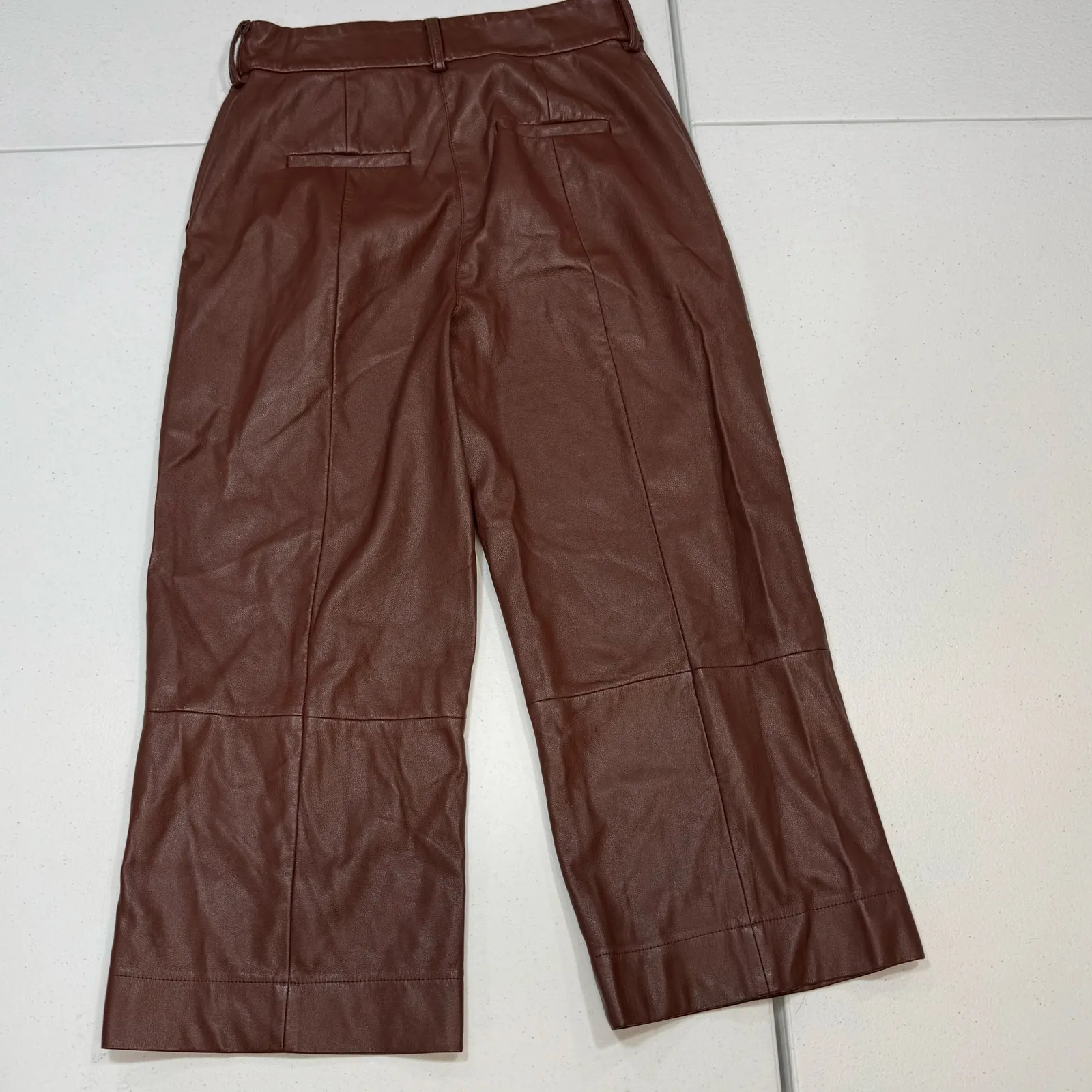 Jason Wu Wide Leg Cropped Faux Leather pants Size 4 - Image 6
