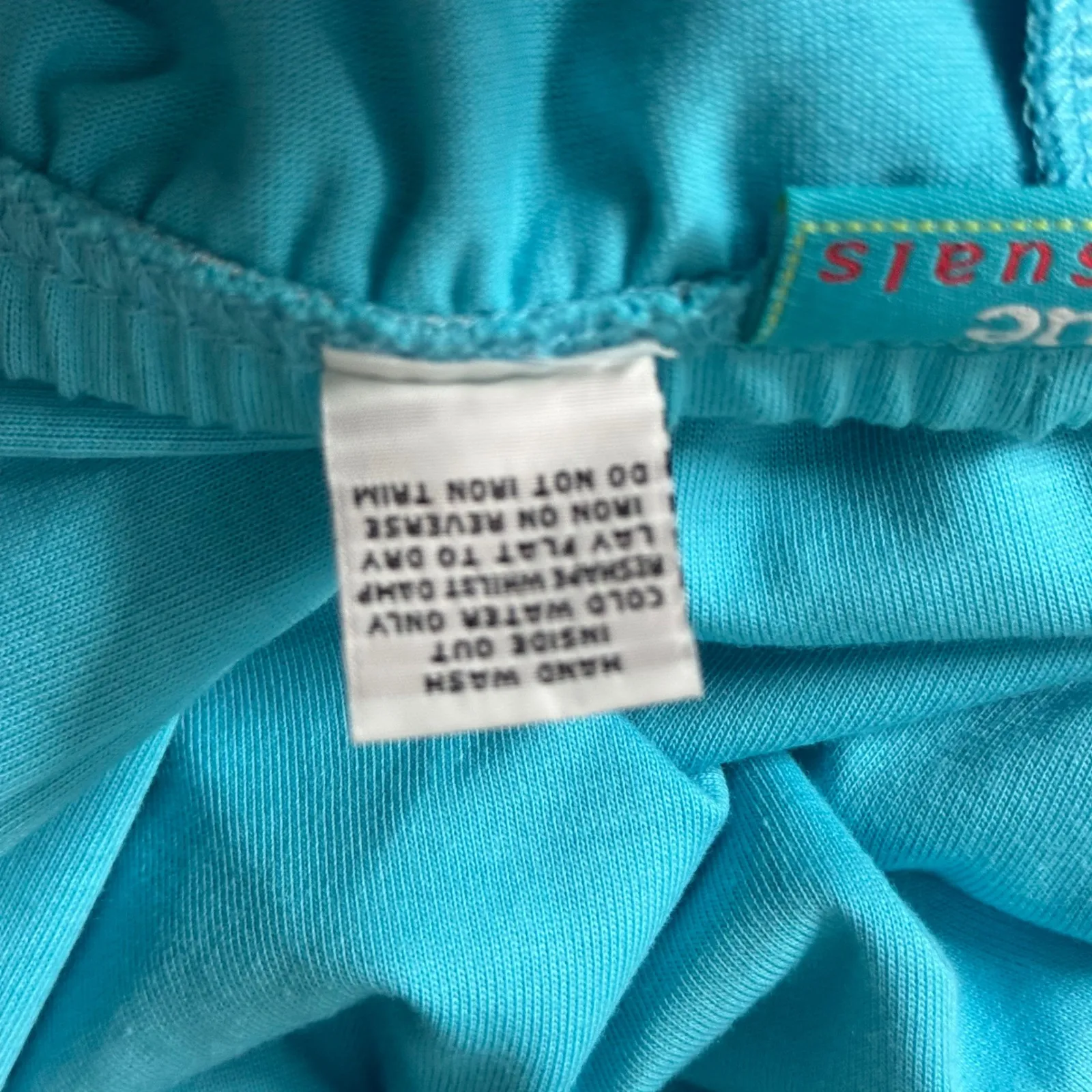 Onque Casuals Capri Pants Medium Blue Embroidered Palm Tree Drawstring Beach - Image 9