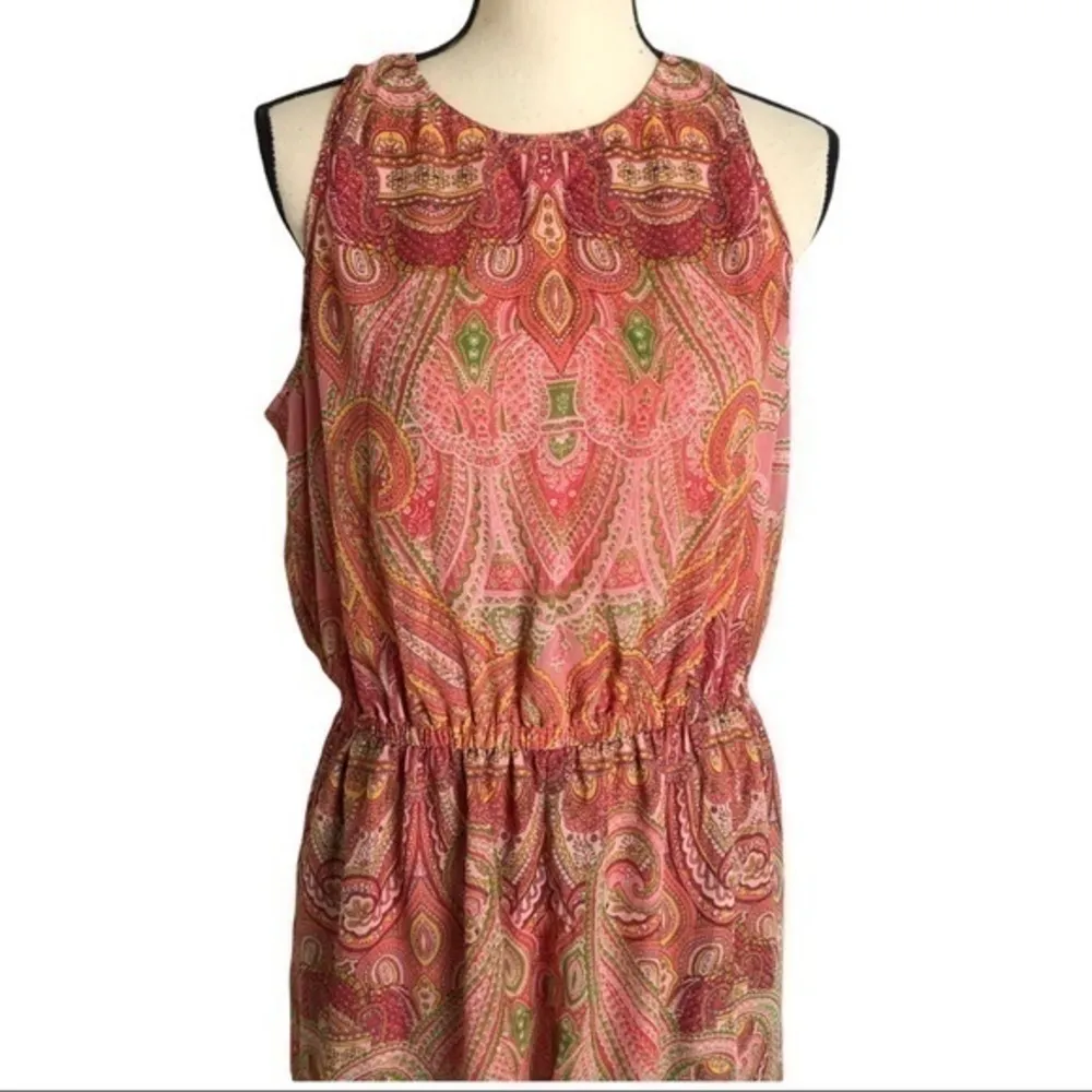 New York & Company Maxi Paisley Print Romper Size XL Pink - Image 6