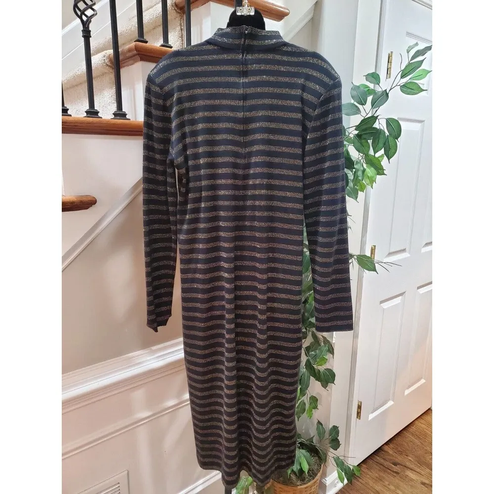 Vintage By Berkeley Black Acrylic High Neck Long Sleeve Midi Length Dress 14T Size undefined - Image 5