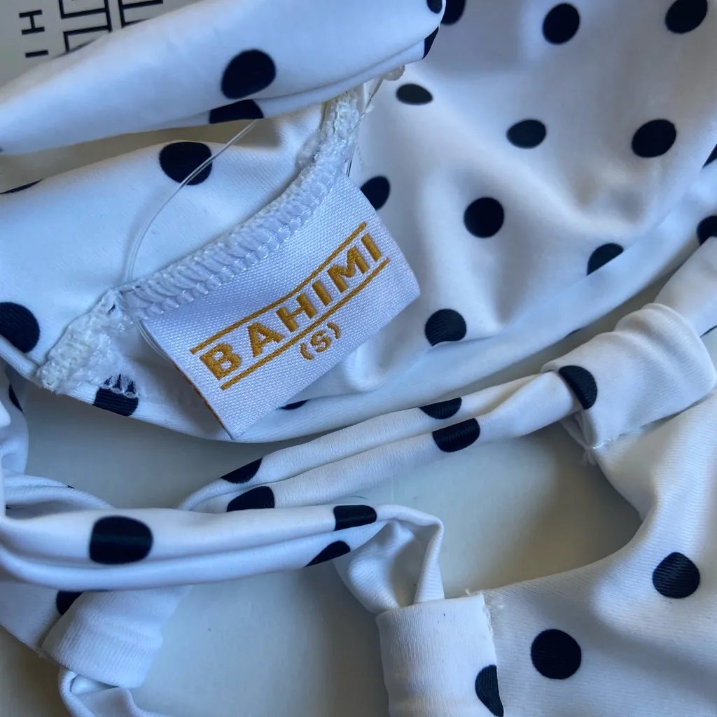 New Bahimi bikini top, black and white polkadot size s - Image 8