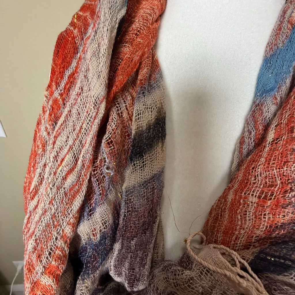 Caribe Woven Scarf Neutral Colors Pashmina Festival Rave Tan - Image 4
