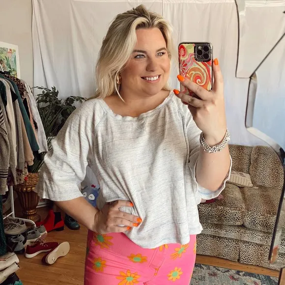 Free People Heathered Crop 3/4 Sleeve Knit Top - Image 12