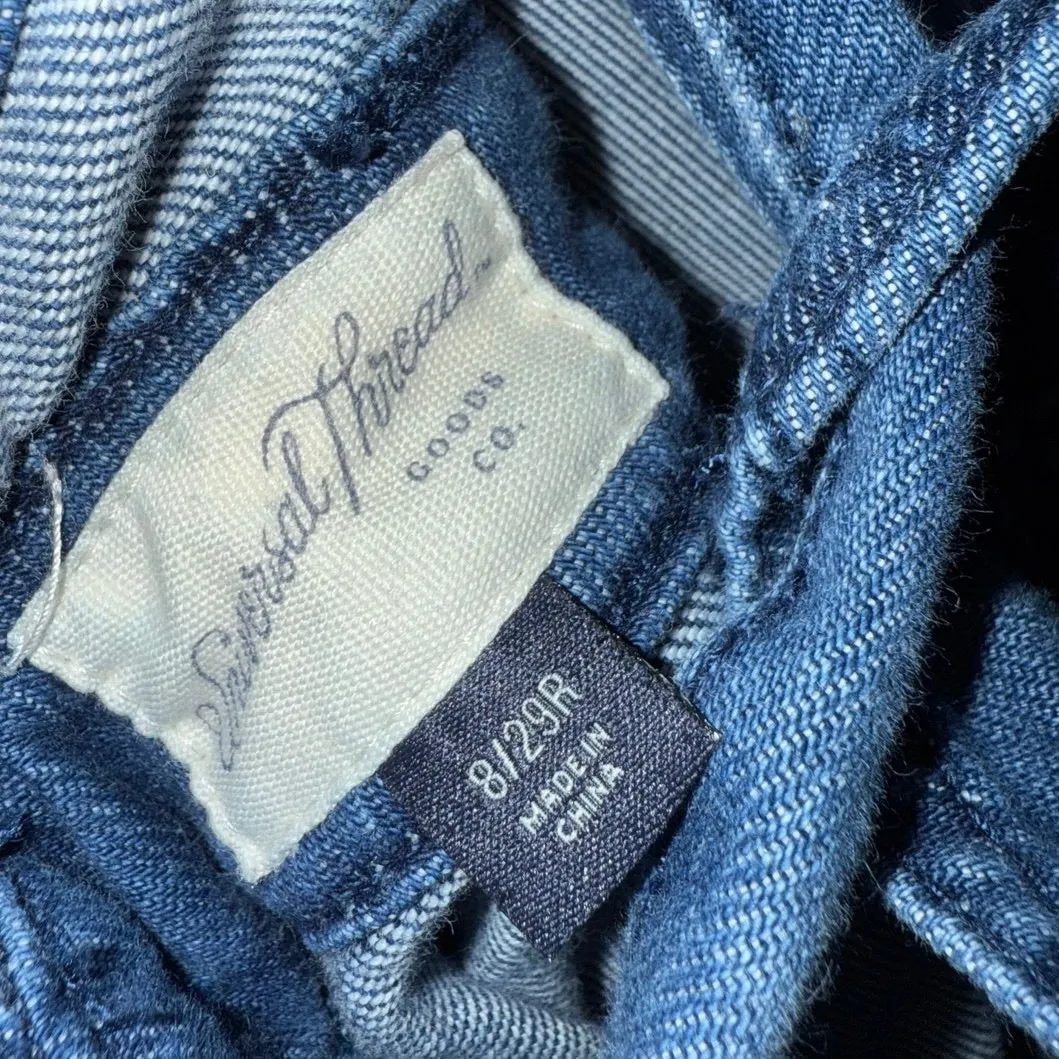 Universal Thread Tie Back Bib Overalls Romper Raw Hem women’s size 8 / 29r - Image 4