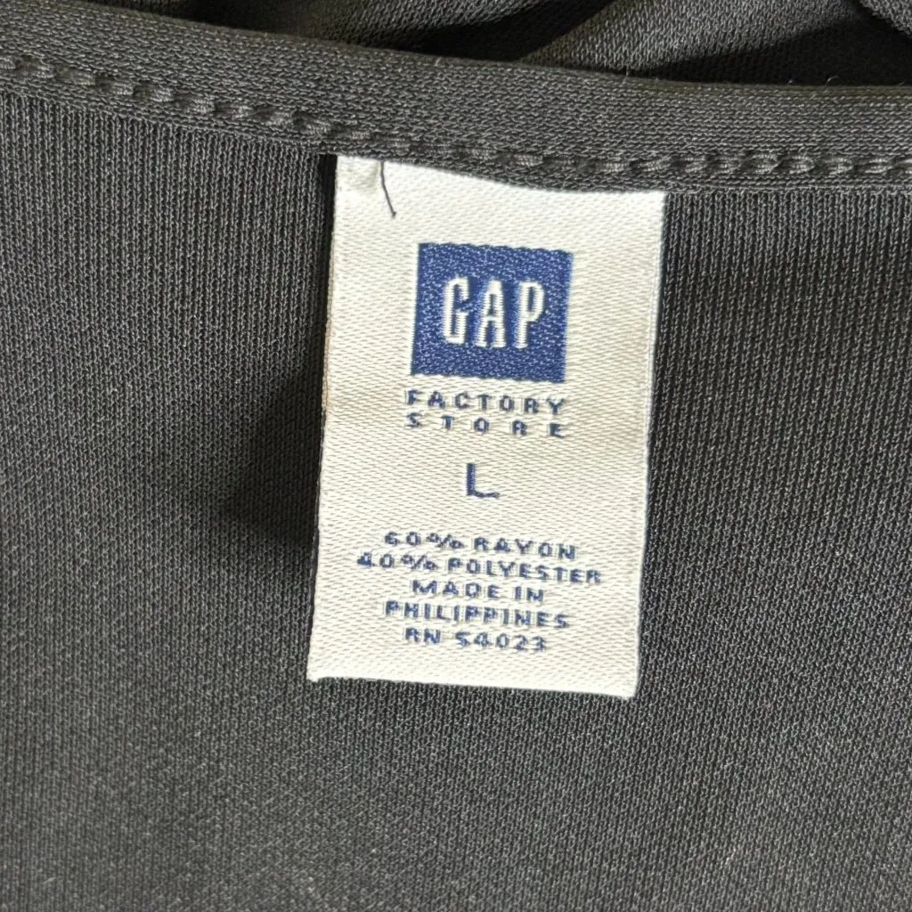 Gap Factory Full Wrap Dress Large Black Short Sleeve Tie Waist Rayon Stretch - Image 7