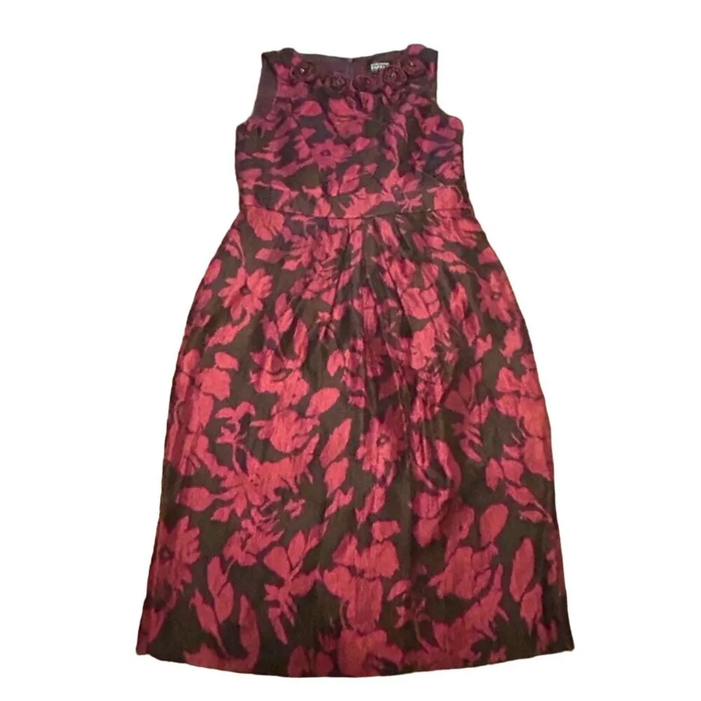 Adrianna Papell Women's Red Rosette Lined Sleeveless Sheath Dress Petite Size 4P - Image 2