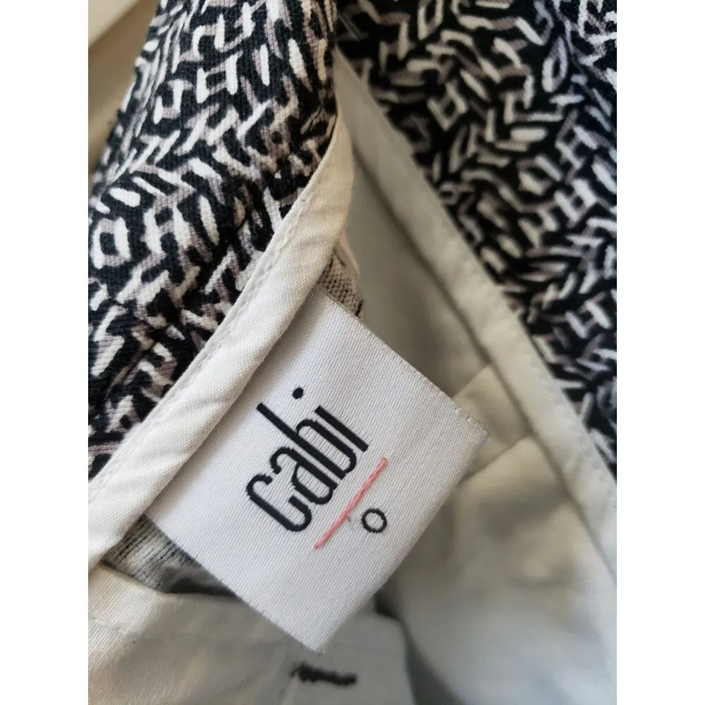 CAbi Chino Shorts Womens 0 Black White Geo Print Stretch Flat Front High Rise - Image 3