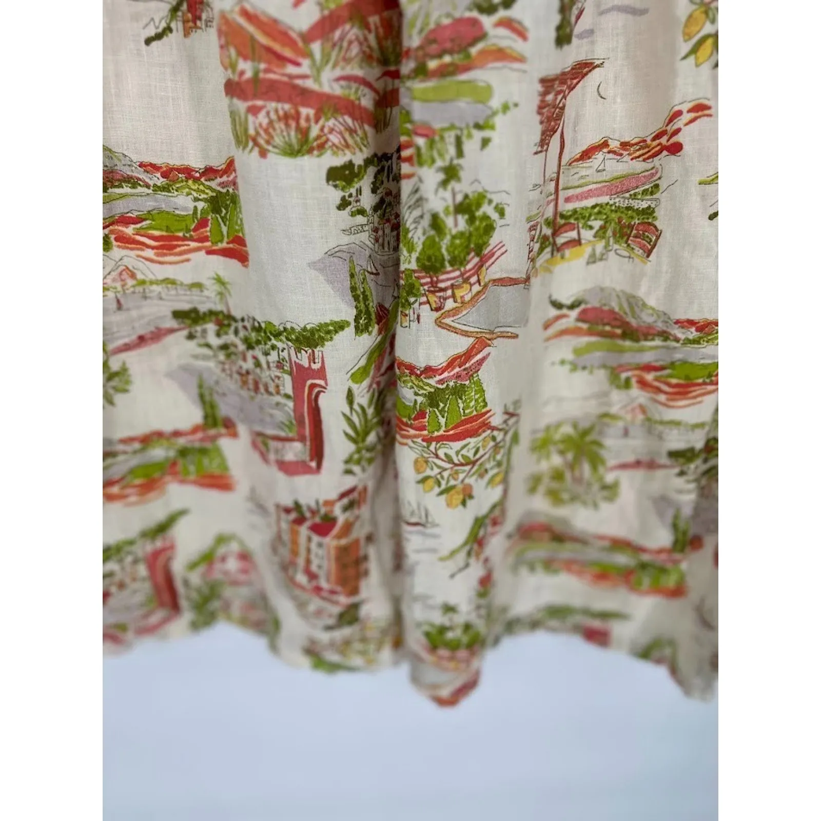 Cynthia Rowley 100% Linen Wide Leg Pull On Pant Sz L Capri Coastal Beachy Villa - Image 4