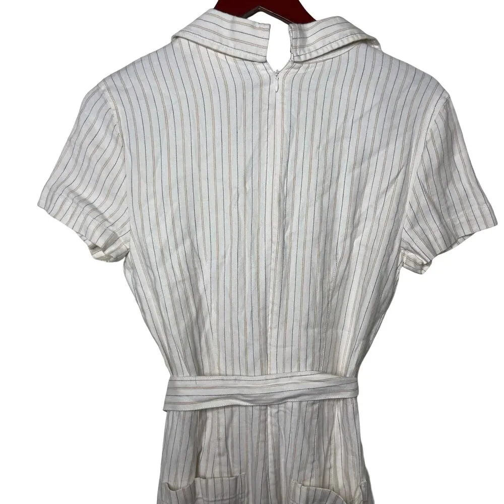 Anthropologie Maeve The Colette Wrap Jumpsuit in Striped Linen Edition sz 6 - Image 6