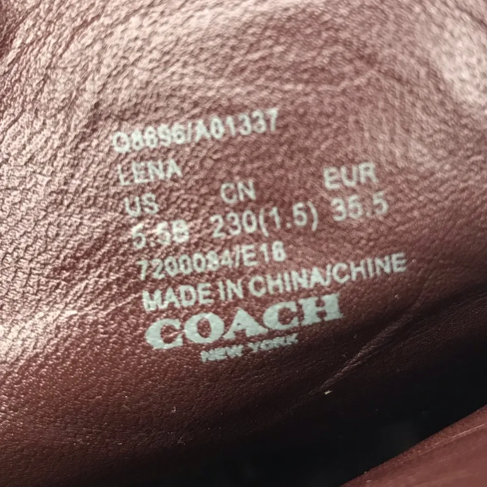 Coach Lena Victorian Peep Toe Lace Up Heeled Booties Red Wine Suede Leather 5.5 - Image 8