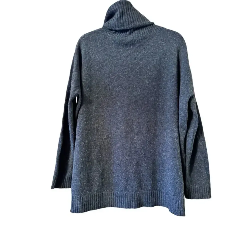Magaschoni OS Charcoal 100% Cashmere turtle neck sweater Classic Fall Chic - Image 2