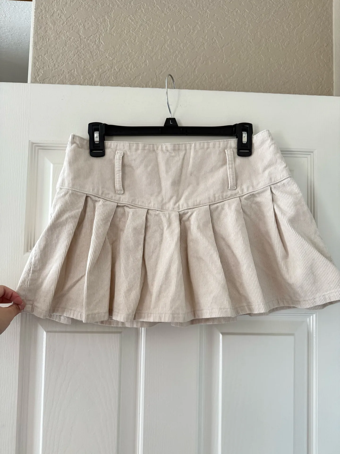 Princess Polly Cream Corduroy Pleated Mini Skirt  - Image 3